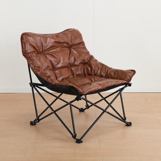 NITORI宜得利家居露营可折叠椅便携式复古高背蝴蝶椅慵懒风月亮椅折叠凳 商品图1