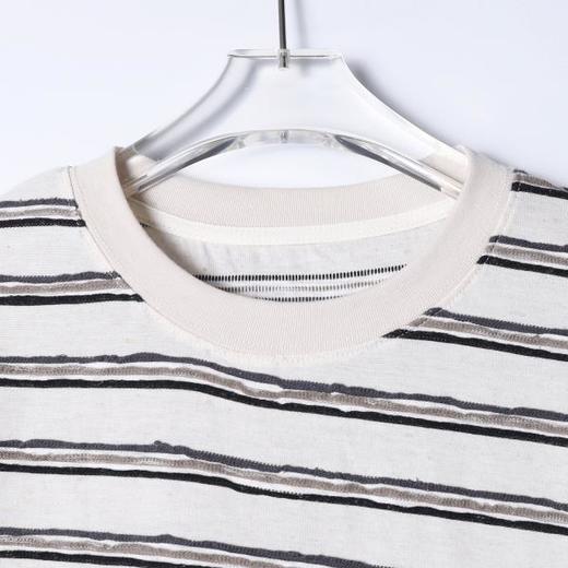 SDSA男装2026新款高贵轻奢美式简约立体条纹圆领短袖T恤百搭时尚 商品图1