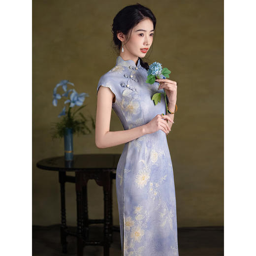 绝美高级感旗袍复古气质年轻款文艺少女显白连衣裙 商品图1