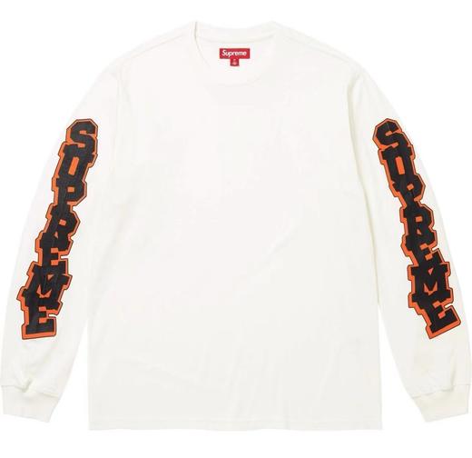 F040307春夏季新款复古做旧男女同款双臂彩色印花字母宽松长袖T恤 商品图1