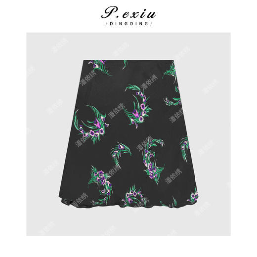 PanYiXiu/潘依绣【独家浪漫】人丝复古印花法式鱼尾半身裙 M8866 商品图1