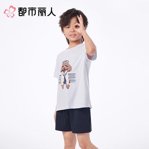 都市丽人睡衣儿童睡衣薄家居服无尘棉睡衣童装无尘棉短袖套装短袖短裤男女童通用睡衣JHC9A6 商品图1