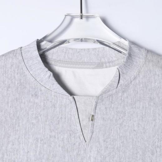 SDSA男装2026新款高贵轻奢亨利领小V领短袖T恤肌理感宽松圆领上衣 商品图2