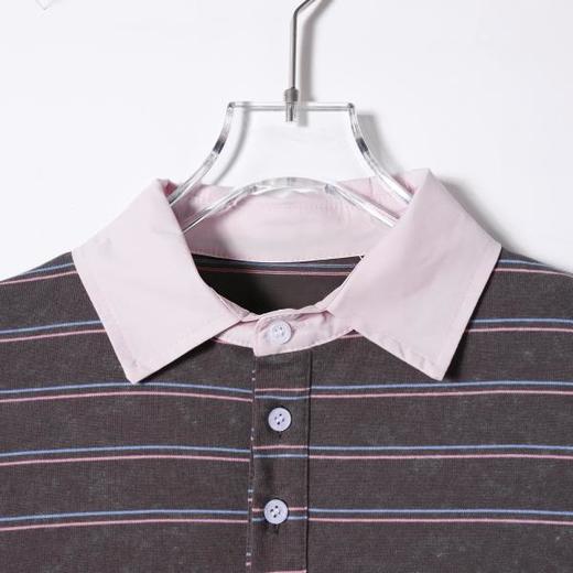 SDSA男装2026新款高贵轻奢韩系撞色条纹刺绣字母翻领短袖T恤百搭 商品图4