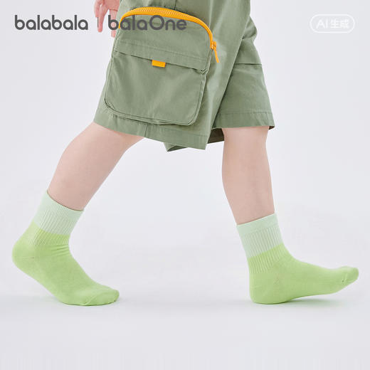 巴拉巴拉宝宝袜子夏季新款网眼透气儿童短袜男女童萌趣撞色五双装 商品图2