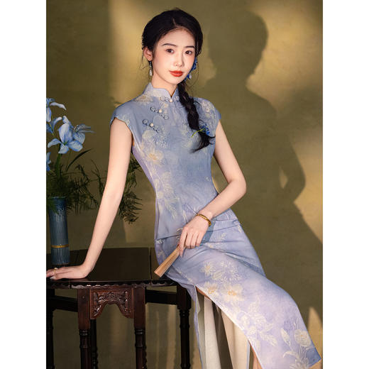 绝美高级感旗袍复古气质年轻款文艺少女显白连衣裙 商品图2