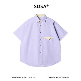 SDSA男装2026新款高贵轻奢潮牌复古风撞色竖条纹宽松短袖衬衫