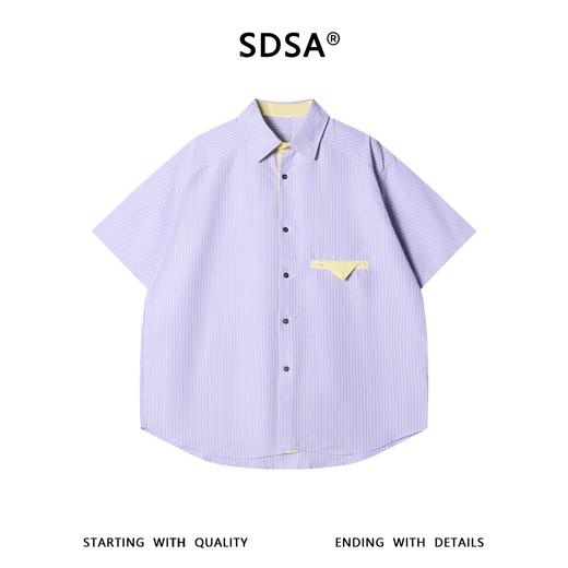 SDSA男装2026新款高贵轻奢潮牌复古风撞色竖条纹宽松短袖衬衫 商品图0