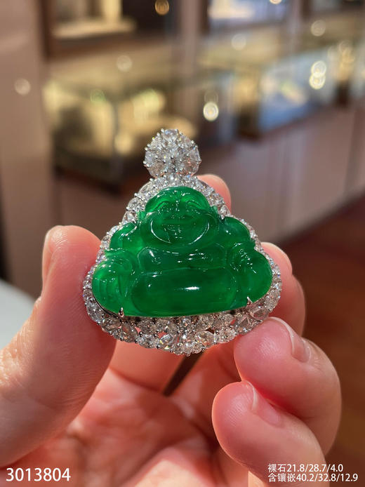 老坑高冰艳绿佛公吊坠【3013804】具体价格微信咨询 商品图1