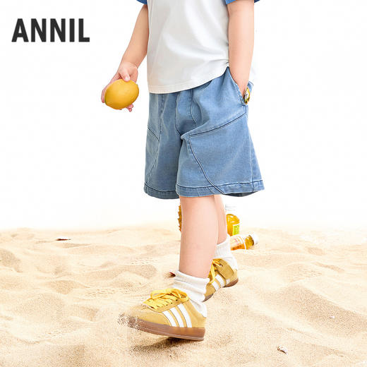 【实体店同款】男童全腰牛仔中裤夏季新款安奈儿童装XB626184 商品图0