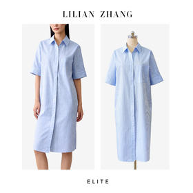 定制静奢风 「蒂凡尼蓝」“海盐星芒”法式松弛感通勤风衬衫裙2501107