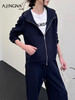 【立领外套】阿菁娜春夏新款万能日常外套可休闲可轻运动连帽双拉链设计简约纯色百搭不挑风格F31C307001 商品缩略图6