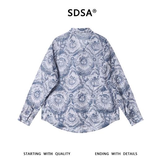 SDSA男装2026新款高贵轻奢复古新中式太阳神满印垂感长袖衬衫百搭 商品图4
