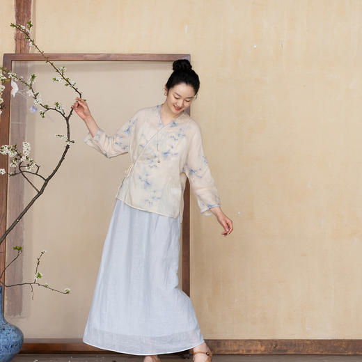 牧衣游原创 匹绣苎麻外套新款轻薄系带宽松质朴文艺复古开衫 遥里 商品图0