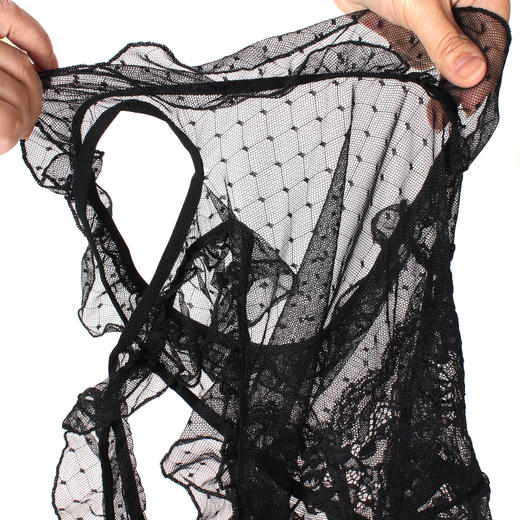 漫渺情趣内衣珍珠吊带蝴蝶连体衣少妇开档性感蕾丝透视睡衣代发新 商品图4