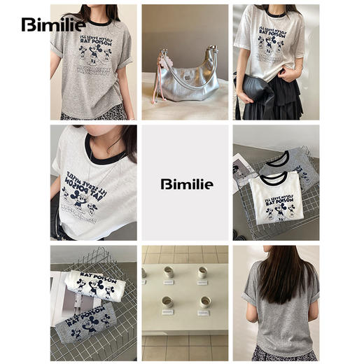 【7天左右发丨春夏百搭米奇T恤】韩系撞色领口，又甜又酷！慵懒舒服，柔软顺滑，亲肤无感0束缚！夏天百搭必备！【Bimilie-X】 商品图2