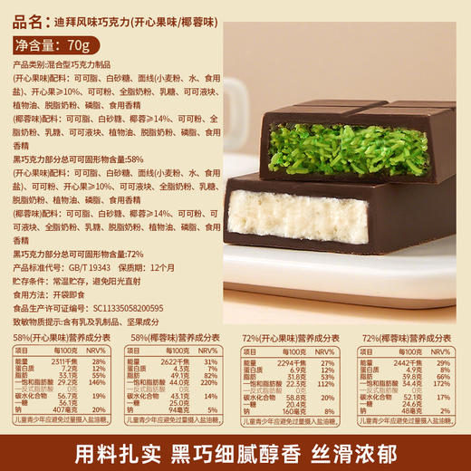 【坚果香气浓郁！双重味觉】可可脂迪拜风味巧克力面包丝开心果酱夹心网红解馋追剧宿舍零食。xb 商品图3