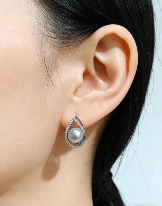 【真多麻】8mm海水珍珠纯银耳钉 高级灰 气质通勤 [发：47] 商品图1