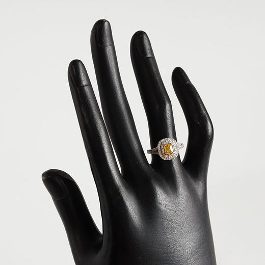 【天然正品】AU750白金百搭时尚设计师款雷蒂恩型0.54克拉浓彩黄黄钻戒指11号（戒圈可改）300326NJS35 商品图7