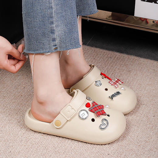 【拖鞋凉鞋一秒切换❗防滑大底】洞洞鞋女款外穿夏季新款厚底凉拖防滑沙滩鞋包头海边半拖鞋女。ri 商品图2