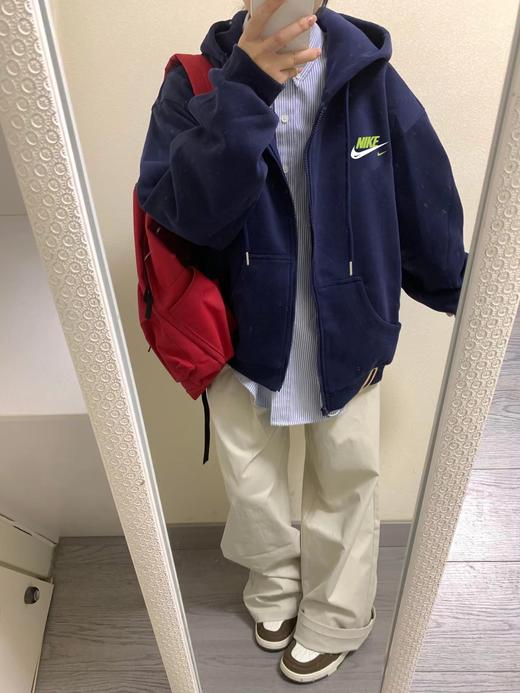 F040310春季新款罗纹耐磨损舒适亲肤情侣款连帽开衫拉链卫衣外套 商品图4