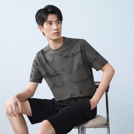 【国风图案】柒牌短袖T恤2026夏季新款圆领新疆棉休闲中青年上衣 130T72320 商品图1