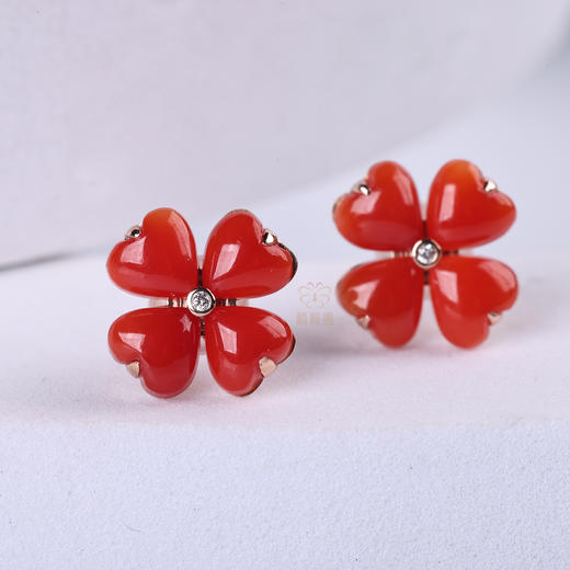 【幸福花】珊瑚耳钉小SH12510035 商品图4