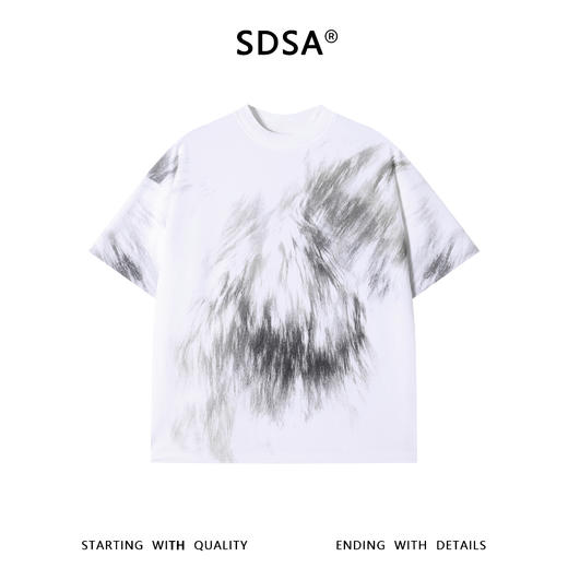 SDSA男装2026新款高贵轻奢美式高街扎染印花宽松短袖T恤百搭时尚 商品图0
