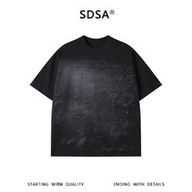 SDSA男装2026新款高贵轻奢美式撞色凌乱字母圆领短袖T恤百搭休闲