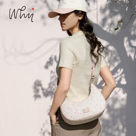 WHY新款马衔扣印花腋下包女2026夏季月牙包粉色法式单肩斜挎包通勤百搭​​YAP11782Z