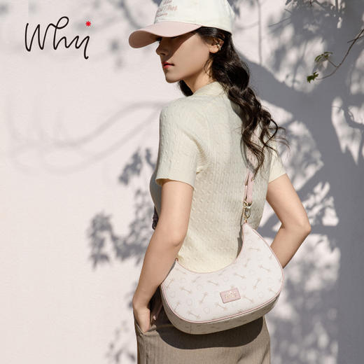 WHY新款马衔扣印花腋下包女2026夏季月牙包粉色法式单肩斜挎包通勤百搭​​YAP11782Z 商品图0