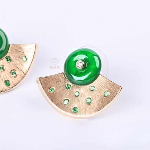 【圆满】绿翠金扇耳钉G2603120 商品图3