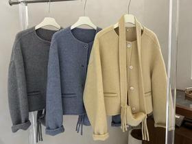 【门店同款】ENJOY冬季韩系飘带挎包短大衣 167448018