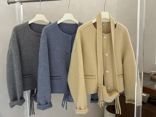 【门店同款】ENJOY冬季韩系飘带挎包短大衣 167448018 商品图0