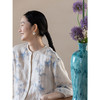 牧衣游原创 匹绣苎麻衬衫女新款轻薄圆领七分袖文艺宽松衬衣 花悦 商品缩略图1