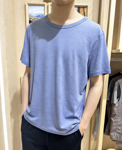 43-1 渠道圆正 炒鸡炒鸡好穿 亲肤垂坠 舒爽透气 微米极细羊毛 男士短袖T袖 老朱穿L 商品图2