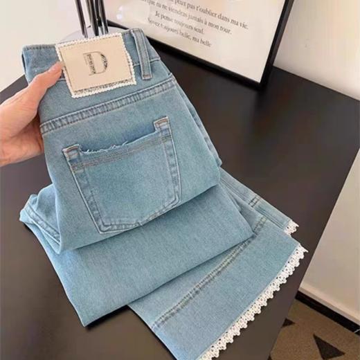 薄款蕾丝九分牛仔阔腿裤 商品图2