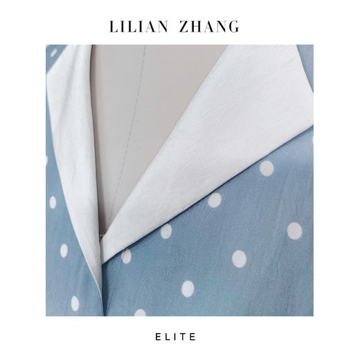 定制静奢风 「法式旧影」“罗马假日”雾蓝波点复古醋酸连衣裙2601015 商品图2