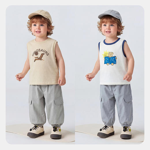 [轻风不勒裤]迷你巴拉男童裤子夏纯棉柔软透气裤腰可调节防蚊长裤 商品图3