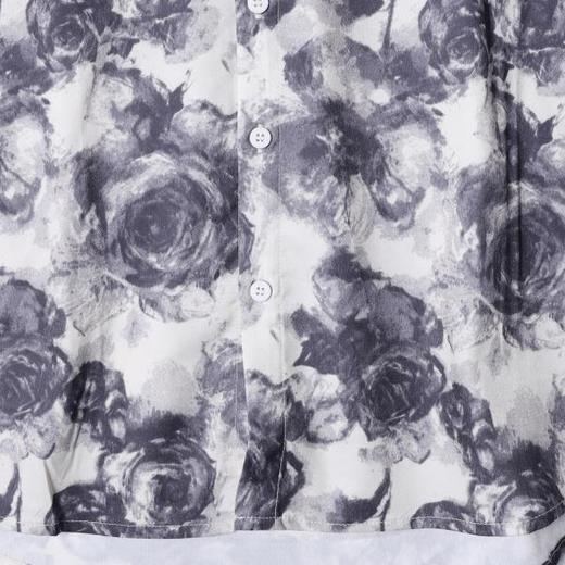 SDSA男装2026新款高贵轻奢水墨玫瑰满印短袖衬宽松落肩休闲上衣 商品图3