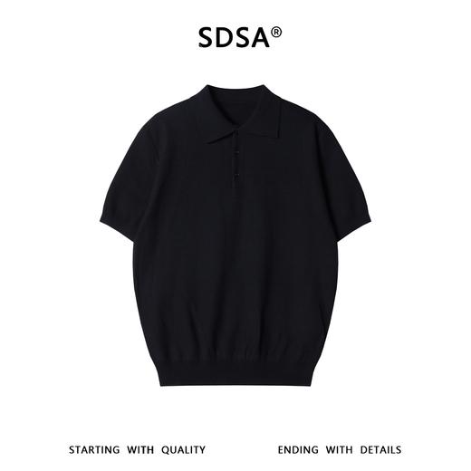 SDSA男装2026高贵轻奢老钱风简约纯色华夫格针织翻领短袖T恤百搭 商品图0