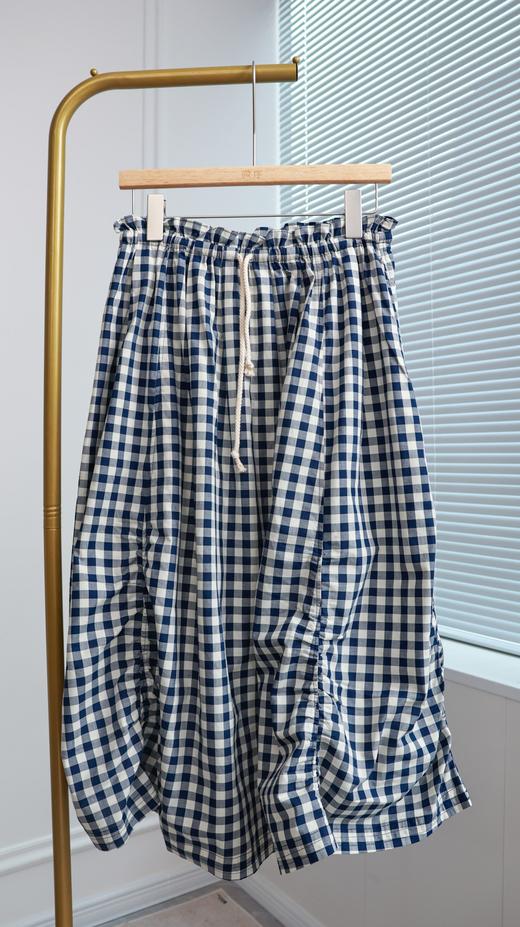 定格时光|不规则抽褶格纹花苞裙 商品图0