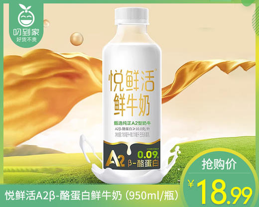 悦鲜活A2β-酪蛋白鲜牛奶（950ml/瓶）生产日期：4月3日 保质期：冷藏19天 商品图0