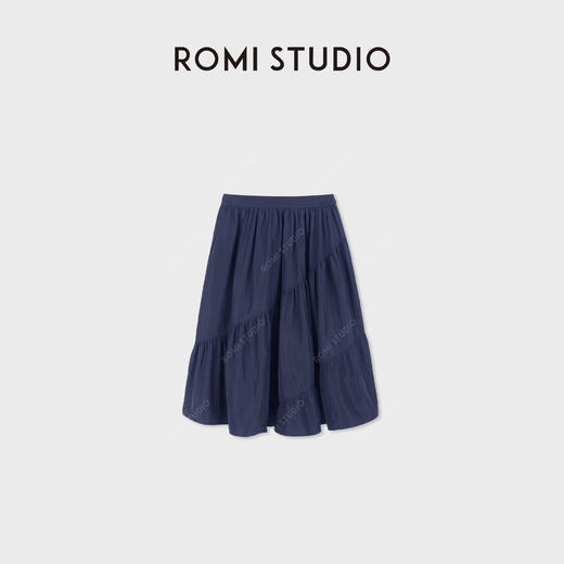 ROMI STUDIO“灵动优雅"哑光垂坠感抽褶松紧腰A字半身裙RWDSXU2616 商品图2