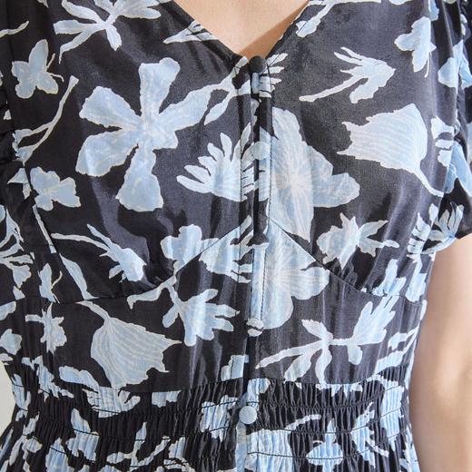 「高货sh」全新升级【铂金会员293/天猫399/差价106】(72934)洛诗琳法式碎花荷叶边连衣裙2026新款长绒棉V领无袖拼接裙 商品图3