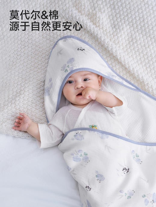 英氏婴儿抱被新生儿包单宝宝春夏莫代尔纱布抱毯新款YEBAJ1S007A 商品图1