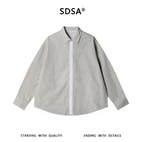 SDSA男装2026新款明线撞色门襟长袖衬衫宽松做旧肌理感休闲上衣