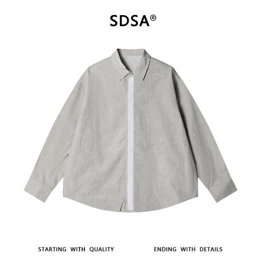 SDSA男装2026新款明线撞色门襟长袖衬衫宽松做旧肌理感休闲上衣 商品图0