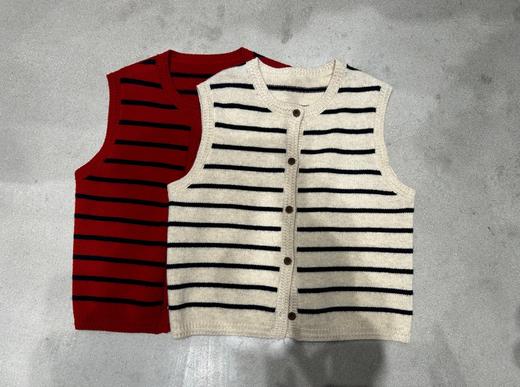 【门店同款】ENJOY秋季复古条纹羊毛马夹 166145154 商品图0