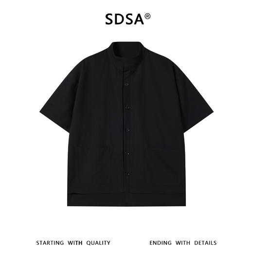 SDSA男装2026新款高贵轻奢新中式简约纯色双口袋立领短袖衬衫百搭 商品图0